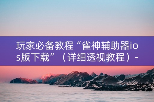 玩家必备教程“雀神辅助器ios版下载”（详细透视教程）-哔哩哔哩