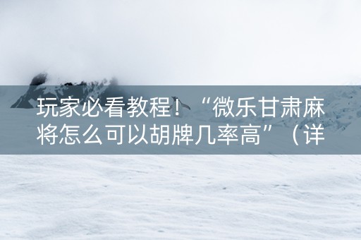 玩家必看教程！“微乐甘肃麻将怎么可以胡牌几率高”（详细辅助教程）-哔哩哔哩