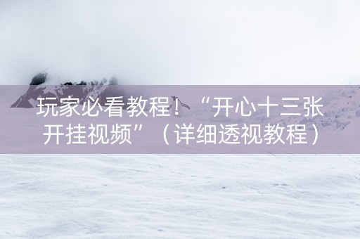 玩家必看教程！“开心十三张开挂视频”（详细透视教程）-哔哩哔哩