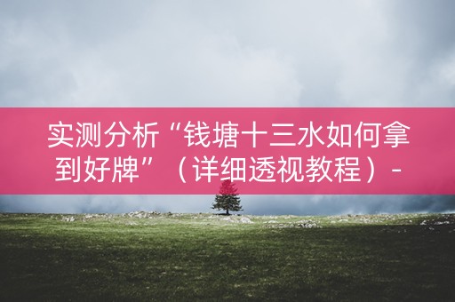 实测分析“钱塘十三水如何拿到好牌”（详细透视教程）-哔哩哔哩
