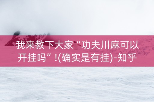 我来教下大家“功夫川麻可以开挂吗”!(确实是有挂)-知乎