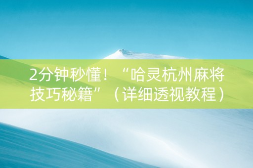 2分钟秒懂！“哈灵杭州麻将技巧秘籍”（详细透视教程）-哔哩哔哩