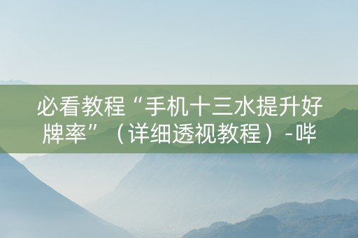 必看教程“手机十三水提升好牌率”（详细透视教程）-哔哩哔哩