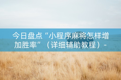 今日盘点“小程序麻将怎样增加胜率”（详细辅助教程）-哔哩哔哩