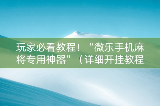 玩家必看教程！“微乐手机麻将专用神器”（详细开挂教程）-哔哩哔哩