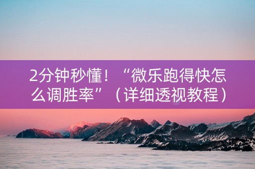 2分钟秒懂！“微乐跑得快怎么调胜率”（详细透视教程）-哔哩哔哩