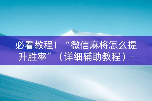 必看教程！“微信麻将怎么提升胜率”（详细辅助教程）-哔哩哔哩