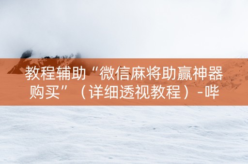 教程辅助“微信麻将助赢神器购买”（详细透视教程）-哔哩哔哩