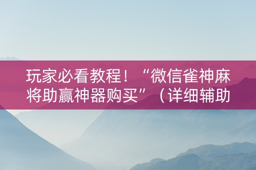 玩家必看教程！“微信雀神麻将助赢神器购买”（详细辅助教程）-哔哩哔哩