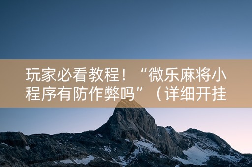 玩家必看教程！“微乐麻将小程序有防作弊吗”（详细开挂教程）-哔哩哔哩