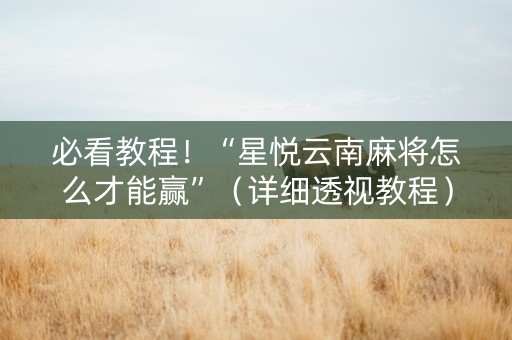 必看教程！“星悦云南麻将怎么才能赢”（详细透视教程）-哔哩哔哩