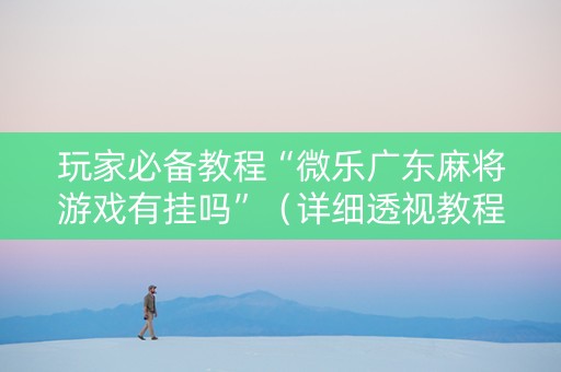 玩家必备教程“微乐广东麻将游戏有挂吗”（详细透视教程）-哔哩哔哩