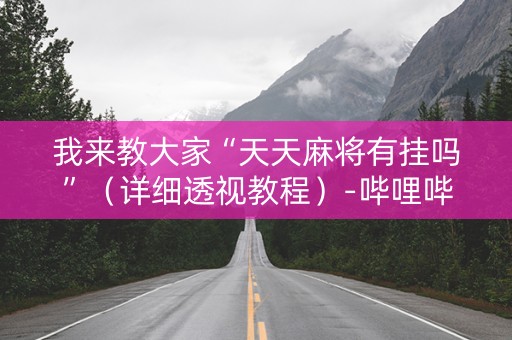 我来教大家“天天麻将有挂吗”（详细透视教程）-哔哩哔哩