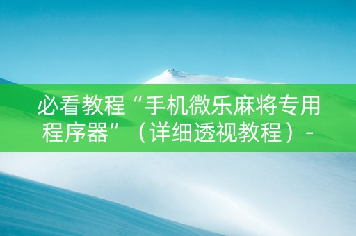 必看教程“手机微乐麻将专用程序器”（详细透视教程）-哔哩哔哩