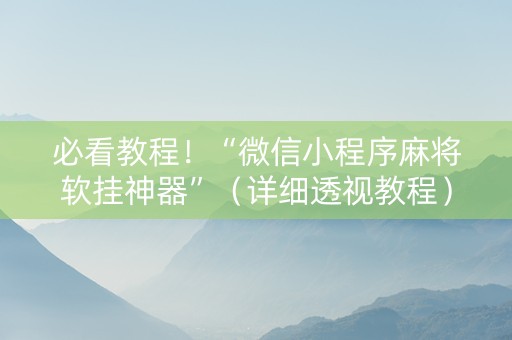 必看教程！“微信小程序麻将软挂神器”（详细透视教程）-哔哩哔哩
