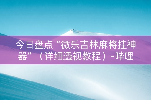 今日盘点“微乐吉林麻将挂神器”（详细透视教程）-哔哩哔哩