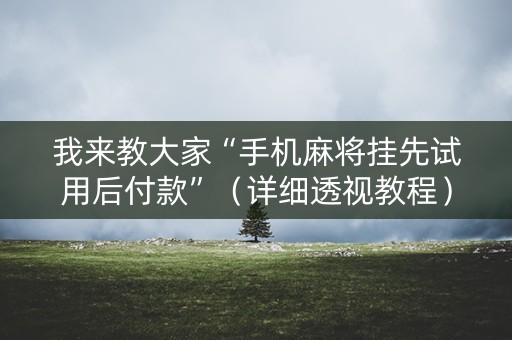我来教大家“手机麻将挂先试用后付款”（详细透视教程）-哔哩哔哩