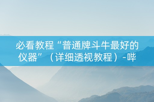 必看教程“普通牌斗牛最好的仪器”（详细透视教程）-哔哩哔哩