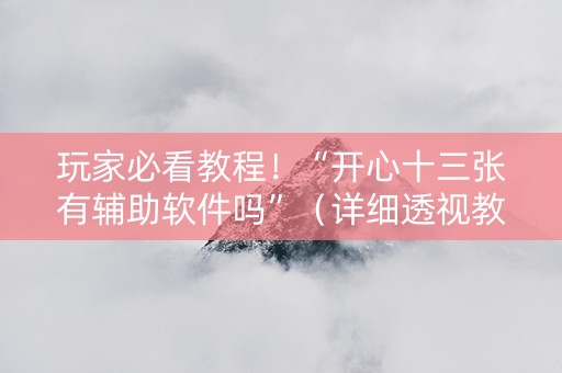 玩家必看教程！“开心十三张有辅助软件吗”（详细透视教程）-哔哩哔哩