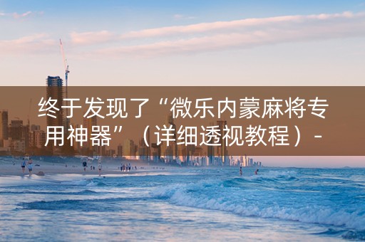 终于发现了“微乐内蒙麻将专用神器”（详细透视教程）-哔哩哔哩