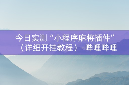 今日实测“小程序麻将插件”（详细开挂教程）-哔哩哔哩
