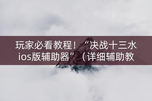 玩家必看教程！“决战十三水ios版辅助器”（详细辅助教程）-哔哩哔哩