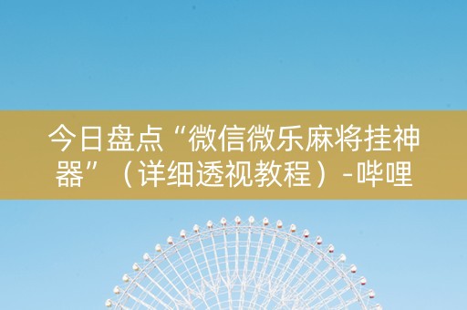 今日盘点“微信微乐麻将挂神器”（详细透视教程）-哔哩哔哩