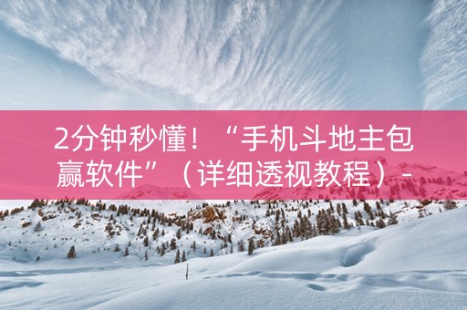 2分钟秒懂！“手机斗地主包赢软件”（详细透视教程）-哔哩哔哩