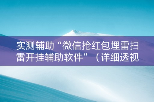 实测辅助“微信抢红包埋雷扫雷开挂辅助软件”（详细透视教程）-哔哩哔哩