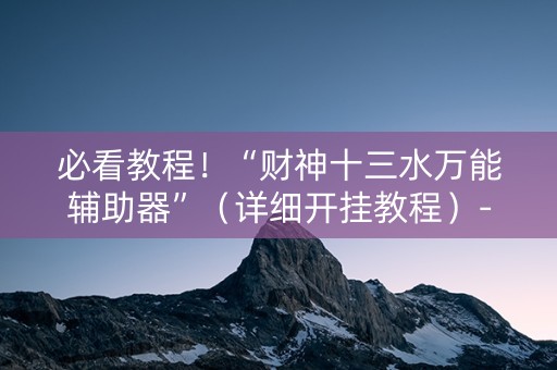 必看教程！“财神十三水万能辅助器”（详细开挂教程）-哔哩哔哩