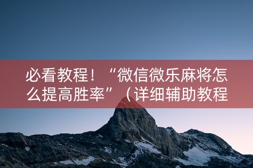 必看教程！“微信微乐麻将怎么提高胜率”（详细辅助教程）-哔哩哔哩