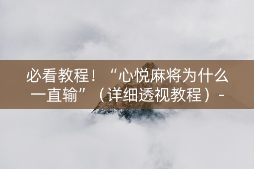 必看教程！“心悦麻将为什么一直输”（详细透视教程）-哔哩哔哩