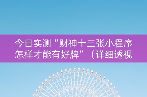 今日实测“财神十三张小程序怎样才能有好牌”（详细透视教程）-哔哩哔哩