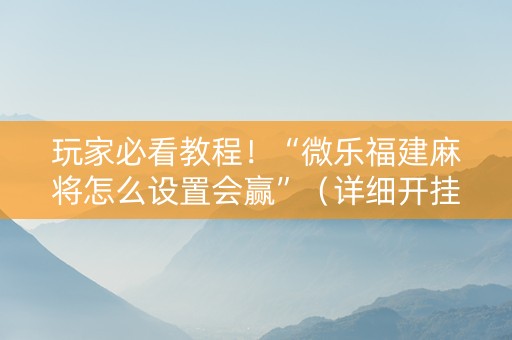 玩家必看教程！“微乐福建麻将怎么设置会赢”（详细开挂教程）-哔哩哔哩