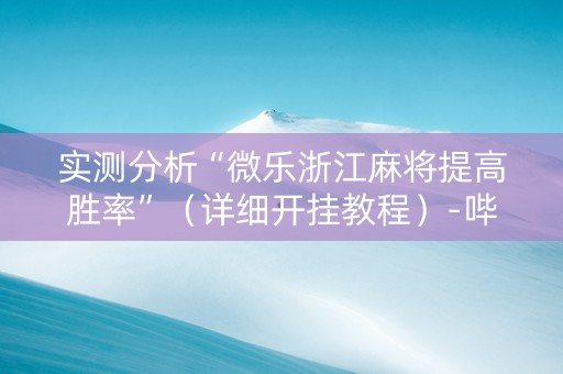 实测分析“微乐浙江麻将提高胜率”（详细开挂教程）-哔哩哔哩