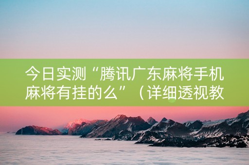 今日实测“腾讯广东麻将手机麻将有挂的么”（详细透视教程）-哔哩哔哩