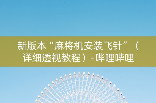 新版本“麻将机安装飞针”（详细透视教程）-哔哩哔哩