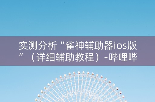 实测分析“雀神辅助器ios版”（详细辅助教程）-哔哩哔哩