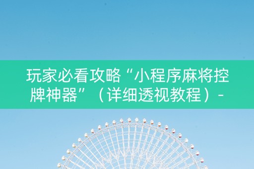 玩家必看攻略“小程序麻将控牌神器”（详细透视教程）-哔哩哔哩