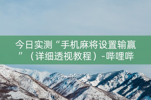 今日实测“手机麻将设置输赢”（详细透视教程）-哔哩哔哩