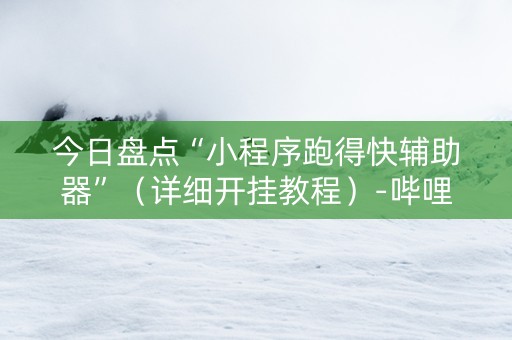 今日盘点“小程序跑得快辅助器”（详细开挂教程）-哔哩哔哩