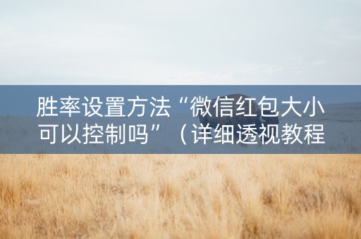胜率设置方法“微信红包大小可以控制吗”（详细透视教程）-哔哩哔哩