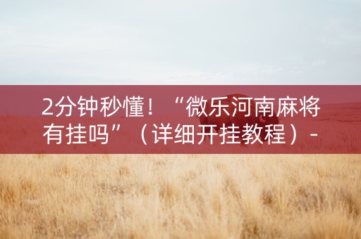 2分钟秒懂！“微乐河南麻将有挂吗”（详细开挂教程）-哔哩哔哩