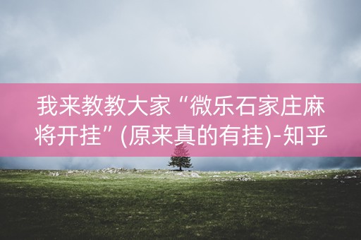 我来教教大家“微乐石家庄麻将开挂”(原来真的有挂)-知乎