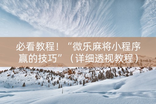 必看教程！“微乐麻将小程序赢的技巧”（详细透视教程）-哔哩哔哩