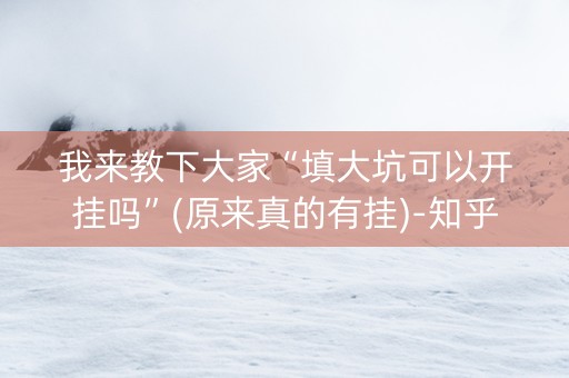 我来教下大家“填大坑可以开挂吗”(原来真的有挂)-知乎