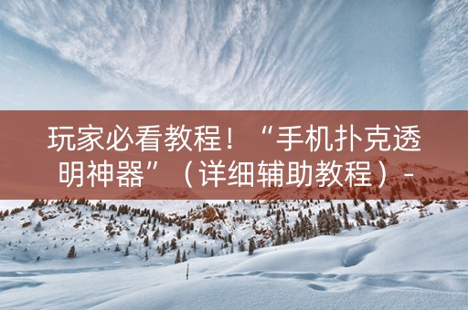 玩家必看教程！“手机扑克透明神器”（详细辅助教程）-哔哩哔哩