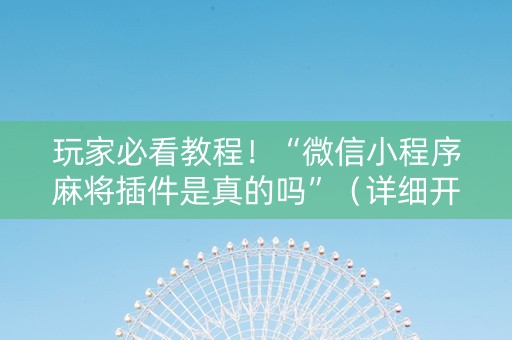玩家必看教程！“微信小程序麻将插件是真的吗”（详细开挂教程）-哔哩哔哩