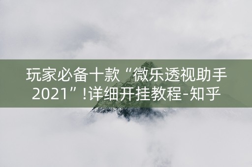 玩家必备十款“微乐透视助手2021”!详细开挂教程-知乎