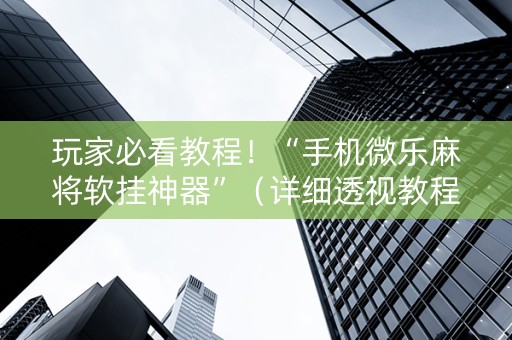 玩家必看教程！“手机微乐麻将软挂神器”（详细透视教程）-哔哩哔哩